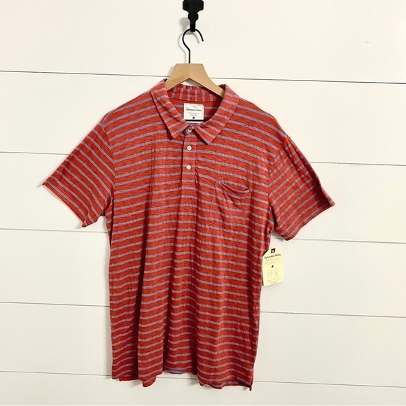 Splendid Mills NWT Striped Slub Pima Short Sleeve Polo T-Shirt Tee Size XL - Picture 6 of 9